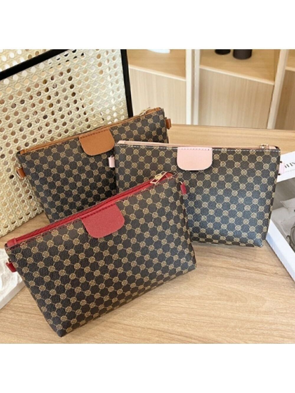 Mini Vegan Leather Print Monogram Square Zipper Crossbody - Picture 5 of 17